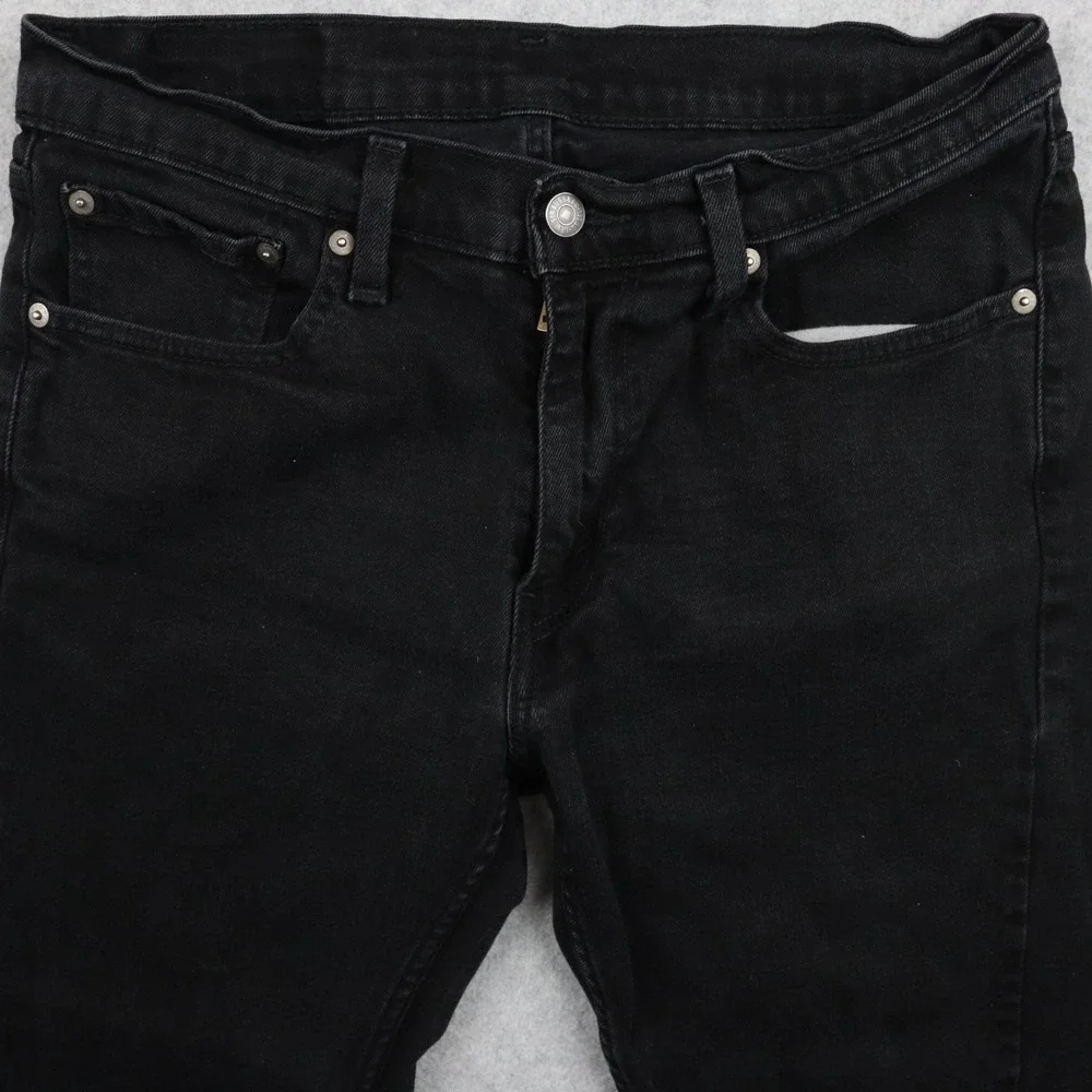 Levi's 514 Jeans Mens 32x25 Straight Fit Cropped Raw Hem Stretch Denim‎ Black